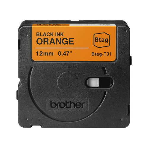 Brother BTAG-T31 DirectLabel-etikettes black on orange 12mm x 4m for Brother Btag 12mm