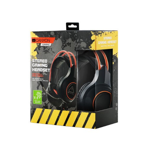 Canyon CND-SGHS7 headphones/headset Wired Head-band Gaming Black, Orange