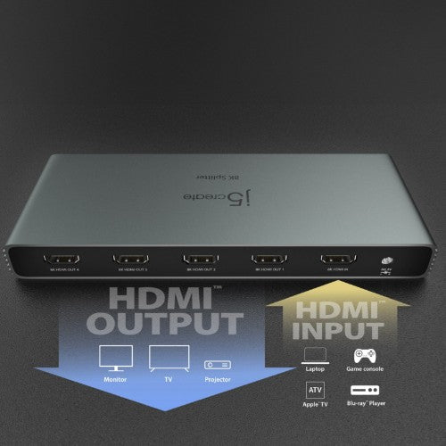 j5create JDSH814 8K HDMI™ 2.1 4-Way Splitter