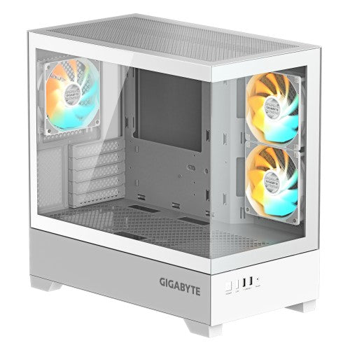 GIGABYTE C201 PANORAMIC ICE PC Case - Mid Tower, m-ATX, 360mm radiator support, 3 Pre-installed Fans, USB 3.0, Support RGB Fusion