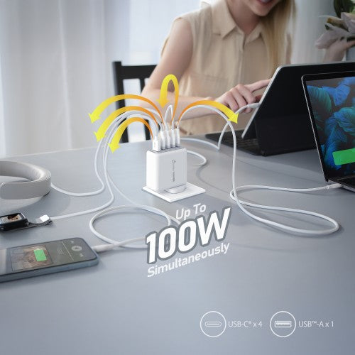 j5create JUP53100 100W GaN USB-C® 5-Port Charger