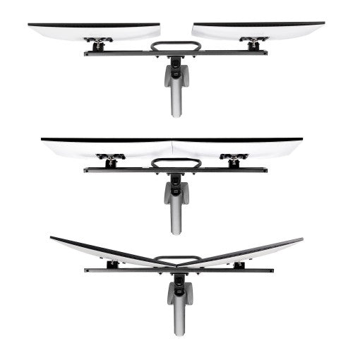 StarTech.com Desk Mount Dual Monitor Arm with Crossbar, Up To 27" Displays, VESA 75x75/100x100, Max 33lb/15kg, C-Clamp, Fully Articulating, Mechanical Spring, TAA