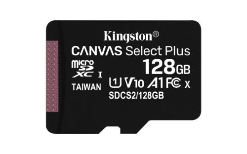 Kingston Technology Canvas Select 128GB micSDXC Plus 100R A1 C10 Card + ADP