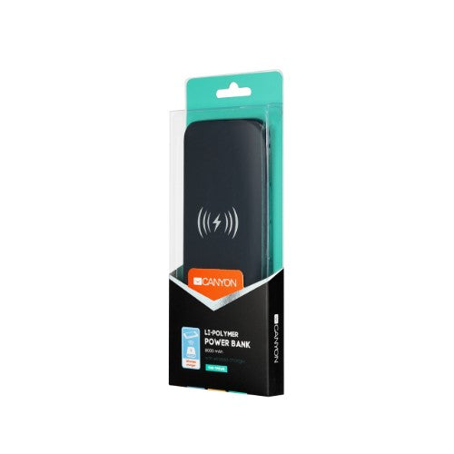 Canyon CNS-TPBW8B power bank Lithium Polymer (LiPo) 8000 mAh Wireless charging Black