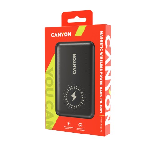 Canyon PB-1001 Lithium Polymer (LiPo) 10000 mAh Wireless charging Black