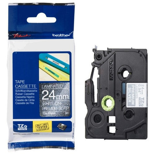 Brother TZE-PR955 DirectLabel black on premium silver 24mm x 8m for Brother P-Touch TZ 3.5-24mm/HSE/36mm/6-24mm/6-36mm