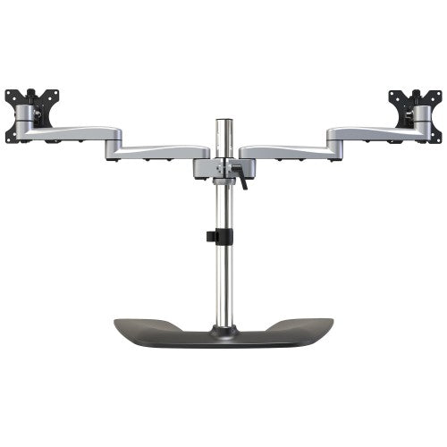 StarTech.com Dual Monitor Stand - Ergonomic Desktop Monitor Stand for up to 32" VESA Displays - Free-Standing Articulating Universal Computer Monitor Mount - Adjustable Height - Silver