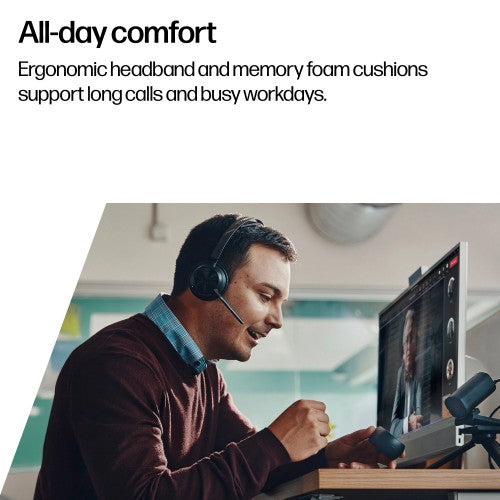 HP Poly Voyager Focus 2 Microsoft Teams Certified USB-C-C Headset +USB-C/A Adapter +Charging Stand