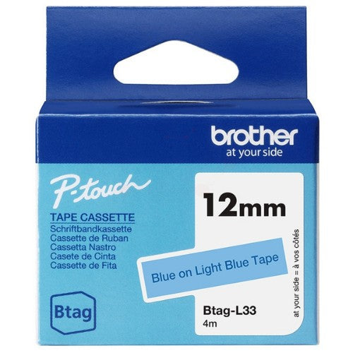 Brother BTAG-L33 DirectLabel-etikettes blue on blue bright 12mm x 4m for Brother Btag 12mm