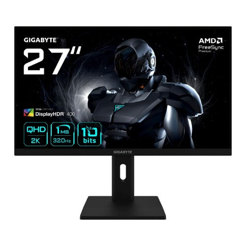 GIGABYTE G27Q3 27” 2K QHD Gaming Monitor - 2560 x 1440, 320Hz, 1ms, 350 cd/m², FreeSync Premium, Display HDR400, HDMI 2.0, Displayport 1.4