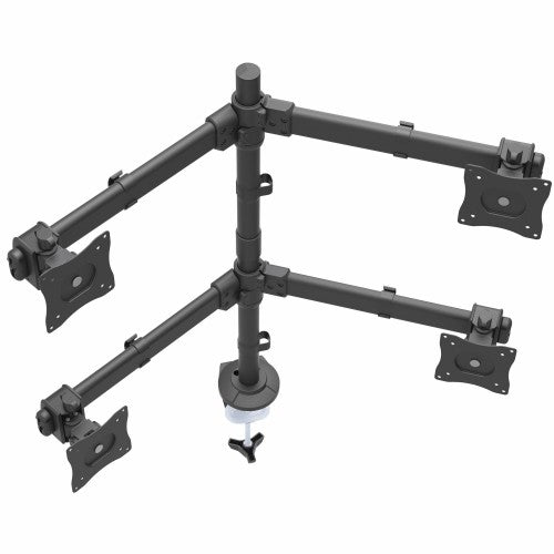 StarTech.com Desk Mount Quad Monitor Arm - Ergonomic VESA 4 Monitor Mount 2x2 up to 27" - Articulating & Height Adjustable Pole Mount - Tilt/Swivel/Rotate LCD/LED Screen - Desk Clamp/Grommet