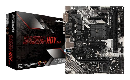 Asrock B450M-HDV R4.0 AMD B450 Socket AM4 micro ATX