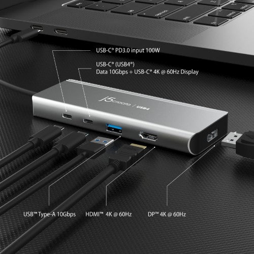 j5create JCD401 USB4™ Dual 4K Multi-Port Hub, Silver
