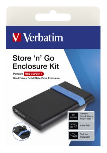 Verbatim Store'N'Go Enclosure Kit HDD/SSD enclosure Black, Blue 2.5"