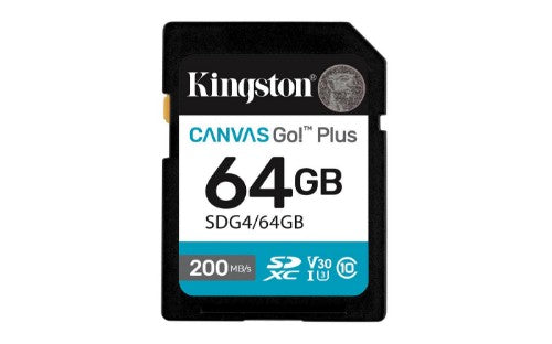 Kingston Technology Canvas Go! Plus 64GB SDXC Canvas Go Plus Gen4 200MB/s C10 UHS-I U3 V30