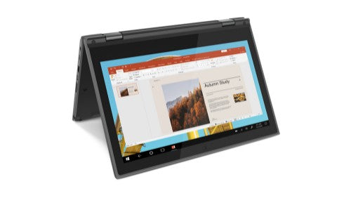 Lenovo 300e 2nd Gen (AMD) AMD 3000 3015e Hybrid (2-in-1) 29.5 cm (11.6") Touchscreen HD 4 GB DDR4-SDRAM 64 GB eMMC Wi-Fi 6 (802.11ax) Windows 10 Pro Black