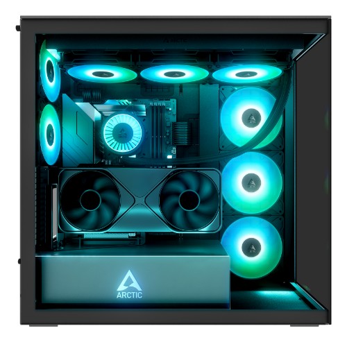 ARCTIC Xtender VG (Mirror Black) Premium E-ATX PC Case with Vertical GPU Mounting