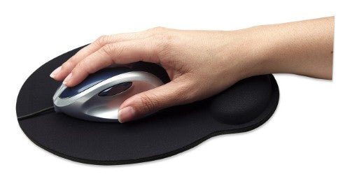 Manhattan Wrist Gel Support Pad and Mouse Mat, Black, 241 × 203 × 40 mm, non slip base, Lifetime Warranty, Card Retail Packaging