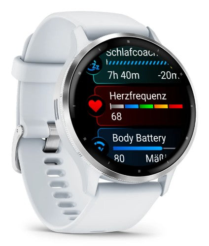 Garmin Venu 3 3.56 cm (1.4") AMOLED 45 mm Digital 454 x 454 pixels Touchscreen Silver, White Wi-Fi GPS (satellite)