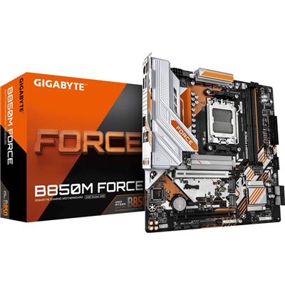 GIGABYTE B850M FORCE Motherboard - AMD Ryzen 9000 Series CPUs, 8+2+2 Phases Digital VRM, up to 9600MHz DDR5 (OC), 1xPCIe 5.0 + 2xPCIe 4.0 M.2, 2.5 GbE LAN, USB 3.2 Gen 2