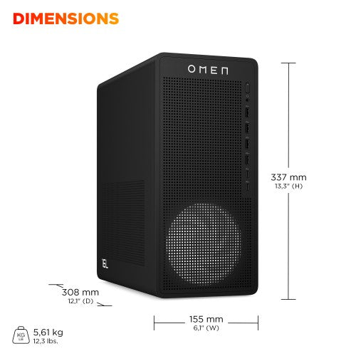 HP OMEN 16L TG03-0007na AMD Ryzen™ 5 8500F 16 GB DDR5-SDRAM 1 TB SSD NVIDIA GeForce RTX 5060 Windows 11 Home Tower PC Black