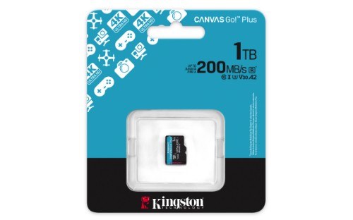 Kingston Technology 1TB microSDXC Canvas Go Plus Gen4 200R A2 U3 Single Pack w/o ADP