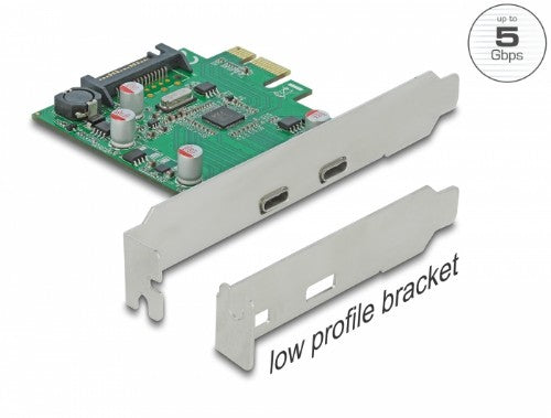 DeLOCK PCI Express x1 Card to 2 x external SuperSpeed USB (USB 3.2 Gen 1) USB Type-C™ female