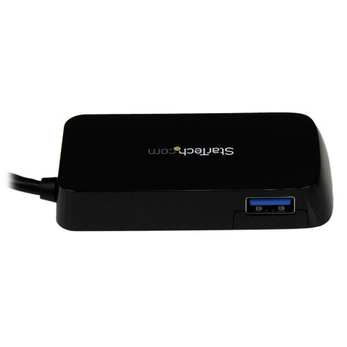StarTech.com Portable 4 Port SuperSpeed Mini USB 3.0 Hub - Black~Portable 4 Port SuperSpeed Mini USB 3.0 Hub - 5Gbps - Black