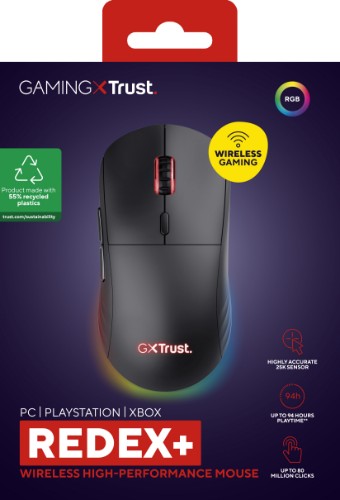 Trust GXT 927 Redex+ mouse Gaming Right-hand RF Wireless + USB Type-A Laser 25600 DPI