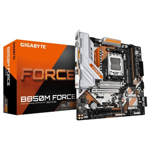 GIGABYTE B850M FORCE Motherboard - AMD Ryzen 9000 Series CPUs, 8+2+2 Phases Digital VRM, up to 9600MHz DDR5 (OC), 1xPCIe 5.0 + 2xPCIe 4.0 M.2, 2.5 GbE LAN, USB 3.2 Gen 2