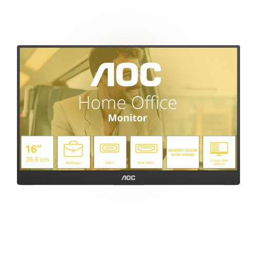 AOC 16T20E2 portable TV/monitor Portable monitor Black 39.6 cm (15.6") LED 1920 x 1080 pixels