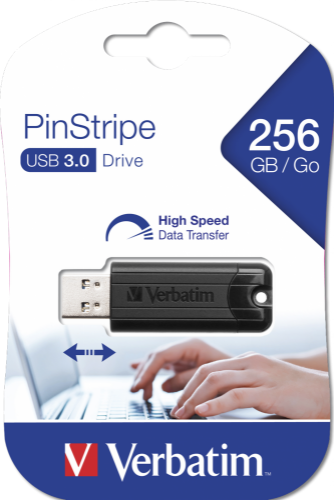 Verbatim PinStripe 3.0 - USB 3.0 Drive 256GB  - Black