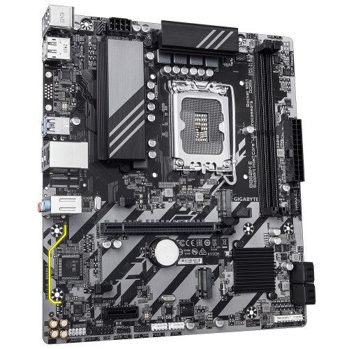 GIGABYTE B860M E Motherboard - Intel Core Ultra Series CPUs, 4+1+2 Phases VRM, up to 8800MHz DDR5 (O.C), 2xPCIe 4.0 M.2, 1GbE LAN, USB 3.2 Gen 1