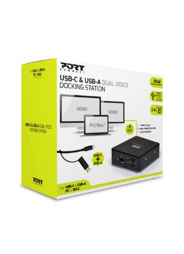 Port Designs 901908-UK laptop dock/port replicator Wired USB 3.2 Gen 1 (3.1 Gen 1) Type-C Black