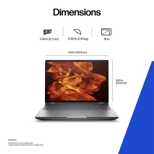 HP ZBook Fury G1i Data Science Intel Core Ultra 7 255HX Mobile workstation 40.6 cm (16") WUXGA 32 GB DDR5-SDRAM 1 TB SSD NVIDIA RTX PRO 2000 Blackwell Wi-Fi 7 (802.11be) Windows 11 Pro AI Workstation, AI PC Silver