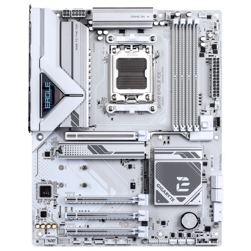 GIGABYTE B850 EAGLE ICE Motherboard - AMD Ryzen 9000 Series CPUs, 8+2+2 Phases Digital VRM, up to 8200MHz DDR5 (O.C), 1xPCIe 5.0 + 2xPCIe 4.0 M.2, 2.5 GbE LAN, USB 3.2 Gen 2
