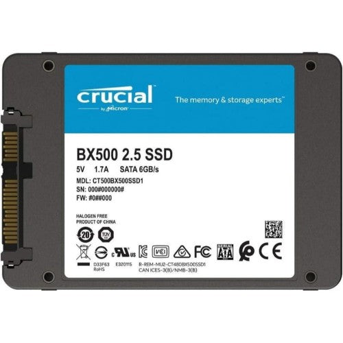 Crucial CT500BX500SSD1 internal solid state drive 500 GB 2.5" Serial ATA III 3D NAND