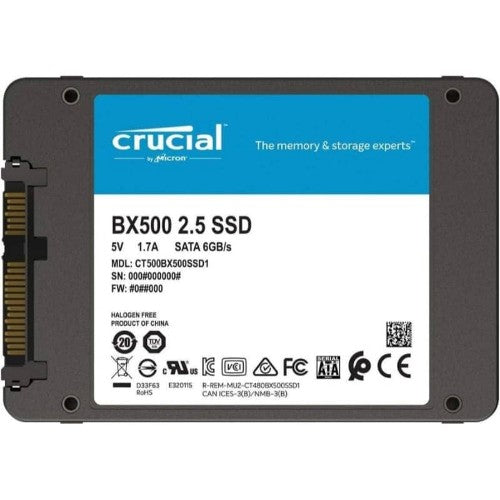 Crucial CT500BX500SSD1 internal solid state drive 500 GB 2.5" Serial ATA III 3D NAND