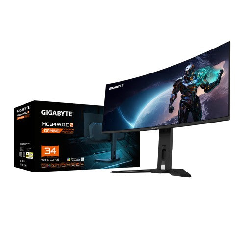 GIGABYTE MO34WQC2 34" OLED WQHD Curved Gaming Monitor - 3440 x 1440, 240Hz, 0.03ms, KVM, 250 cd/m², FreeSync Premium Pro, DisplayHDR True Black 400, HDMI 2.1, Displayport 1.4