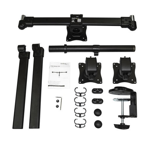 StarTech.com Desk Mount Triple Monitor Arm - Ergonomic VESA 3 Monitor Mount up to 27" - Articulating & Height Adjustable Pole Mount - Tilt/Swivel/Rotate LCD/LED Screen - Desk Clamp/Grommet