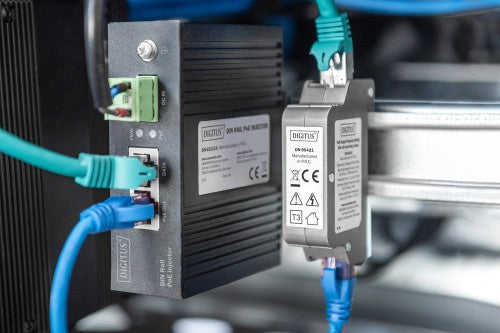 Digitus PoE surge protector (RJ45), DIN rail installation, indoor