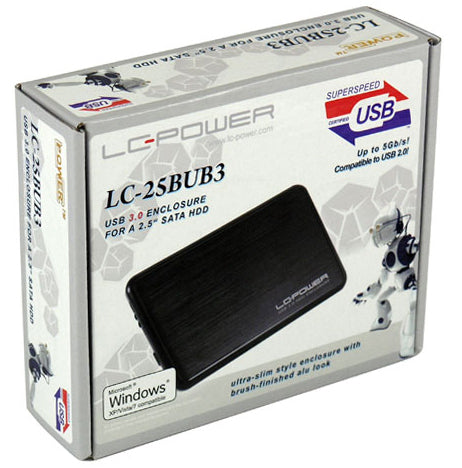 LC-Power LC-25BUB3 storage drive enclosure Aluminium, Black 2.5"