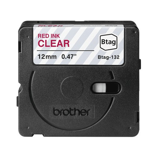 Brother BTAG-132 DirectLabel-etikettes red on Transparent 12mm x 4m for Brother Btag 12mm