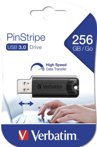 Verbatim PinStripe 3.0 - USB 3.0 Drive 256GB  - Black