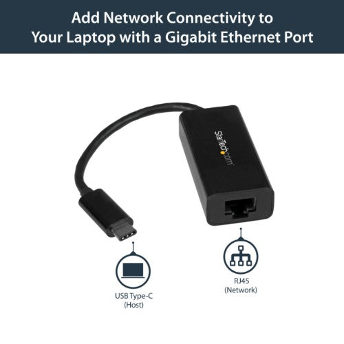 StarTech.com USB-C to Gigabit Ethernet Adapter - Black