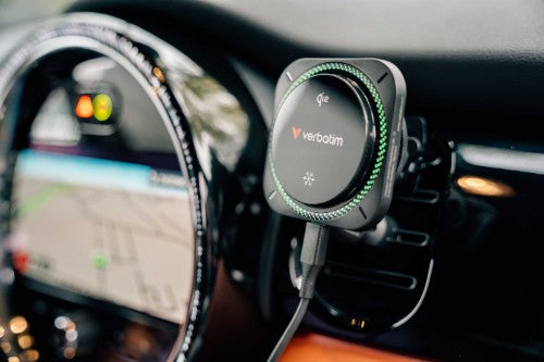 Verbatim Charge 'n' Drive Qi2 Magnetic Wireless Car Charger RGB