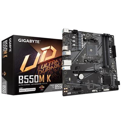 GIGABYTE B550M K Motherboard - AMD Ryzen 5000 CPUs, up to 4733MHz DDR4, 1xPCIe 4.0 + 1xPCIe 3.0 M.2, 1GbE LAN, USB 3.2 Gen 1