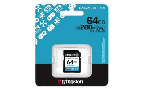 Kingston Technology Canvas Go! Plus 64GB SDXC Canvas Go Plus Gen4 200MB/s C10 UHS-I U3 V30