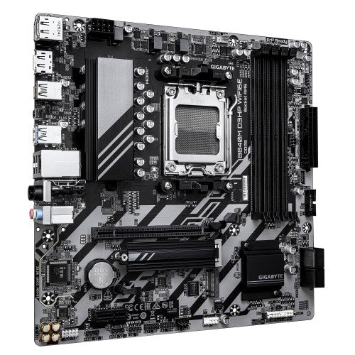 GIGABYTE B840M D3HP WIFI6E Motherboard - AMD Ryzen 9000 CPUs, 8+2+2 Phases VRM, up to 8200MHz DDR5(O.C), 2xPCIe 4.0 M.2, Wi-Fi 6E, 1GbE LAN, USB 3.2 Gen 2