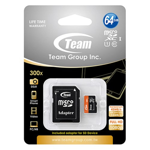 Team Group TUSDX64GCL10U03 memory card 64 GB MicroSDXC UHS-I Class 10